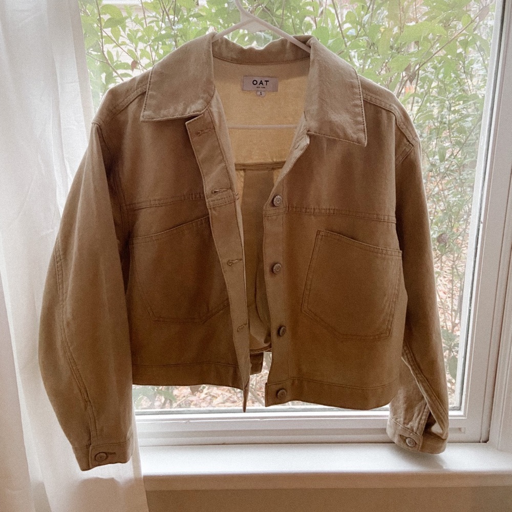 OAT New York tan denim short jacket size S